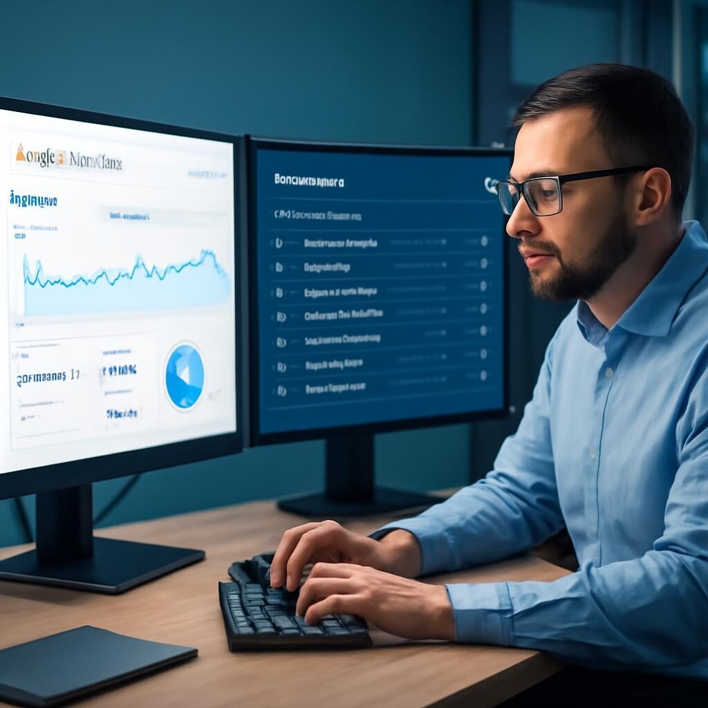 Consultant SEO au travail sur analytics