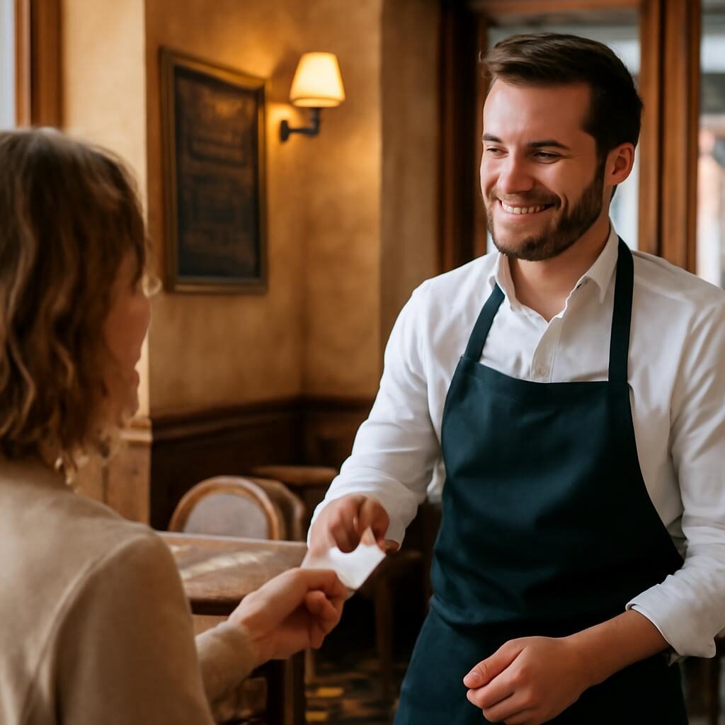 Client remettant une carte de demande d'avis Google à un serveur