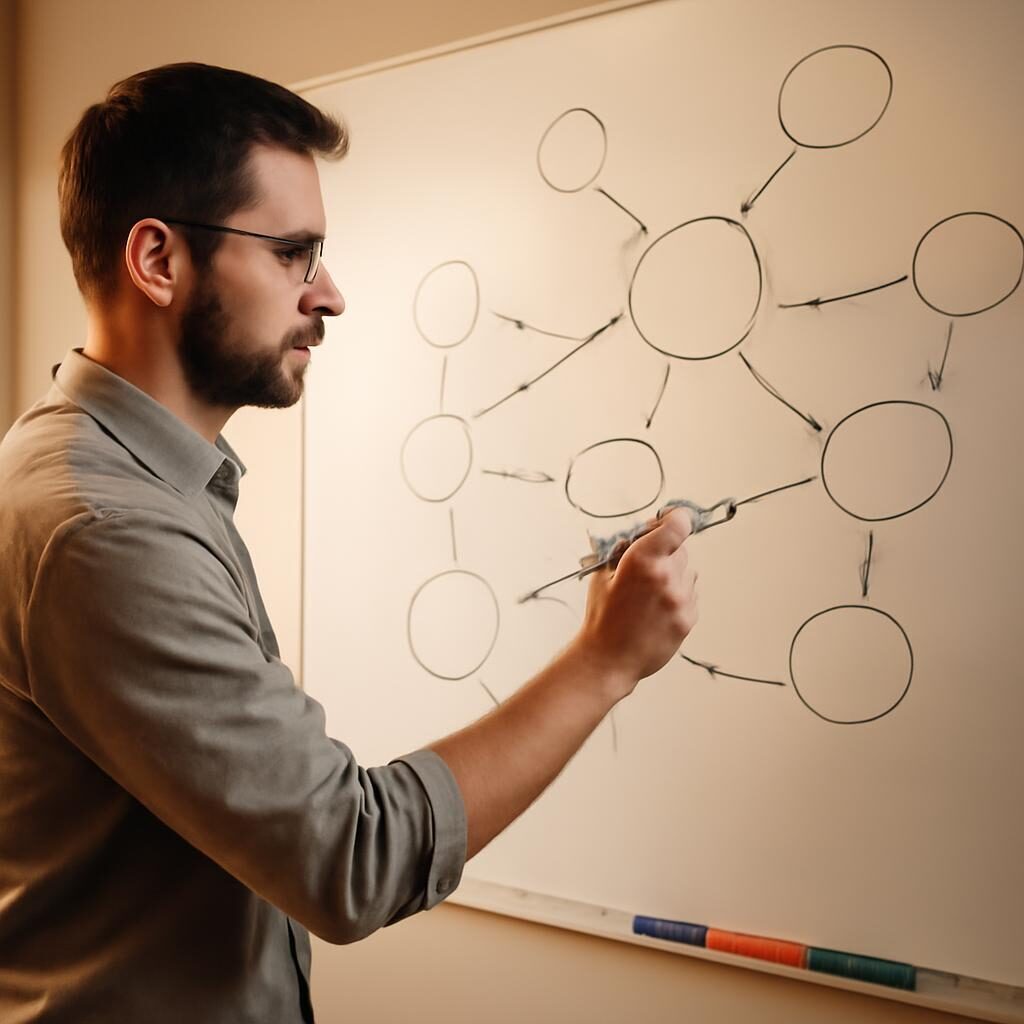 Cocon sémantique : carte de contenu structuré sur tableau blanc