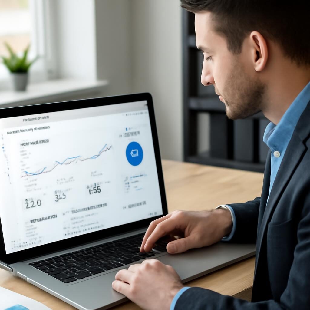 Dashboard Google Analytics 4 avec rapport trafic organique et métriques SEO