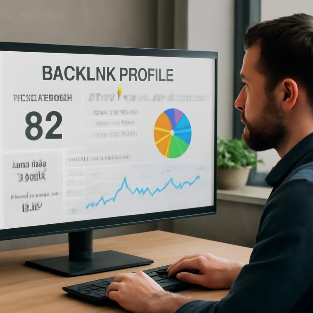 Analyste SEO examinant le profil de backlinks sur tableau de bord, métriques autorité