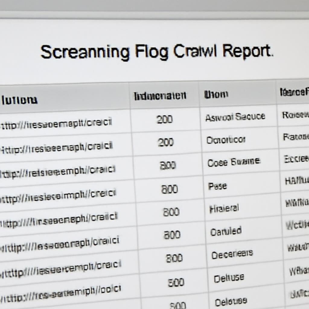 Screaming Frog crawl report montrant des données techniques SEO