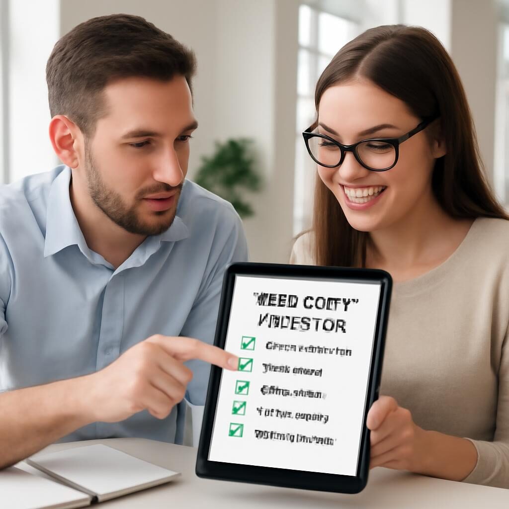 Deux marketeurs consultant une checklist d'audit SEO sur tablette