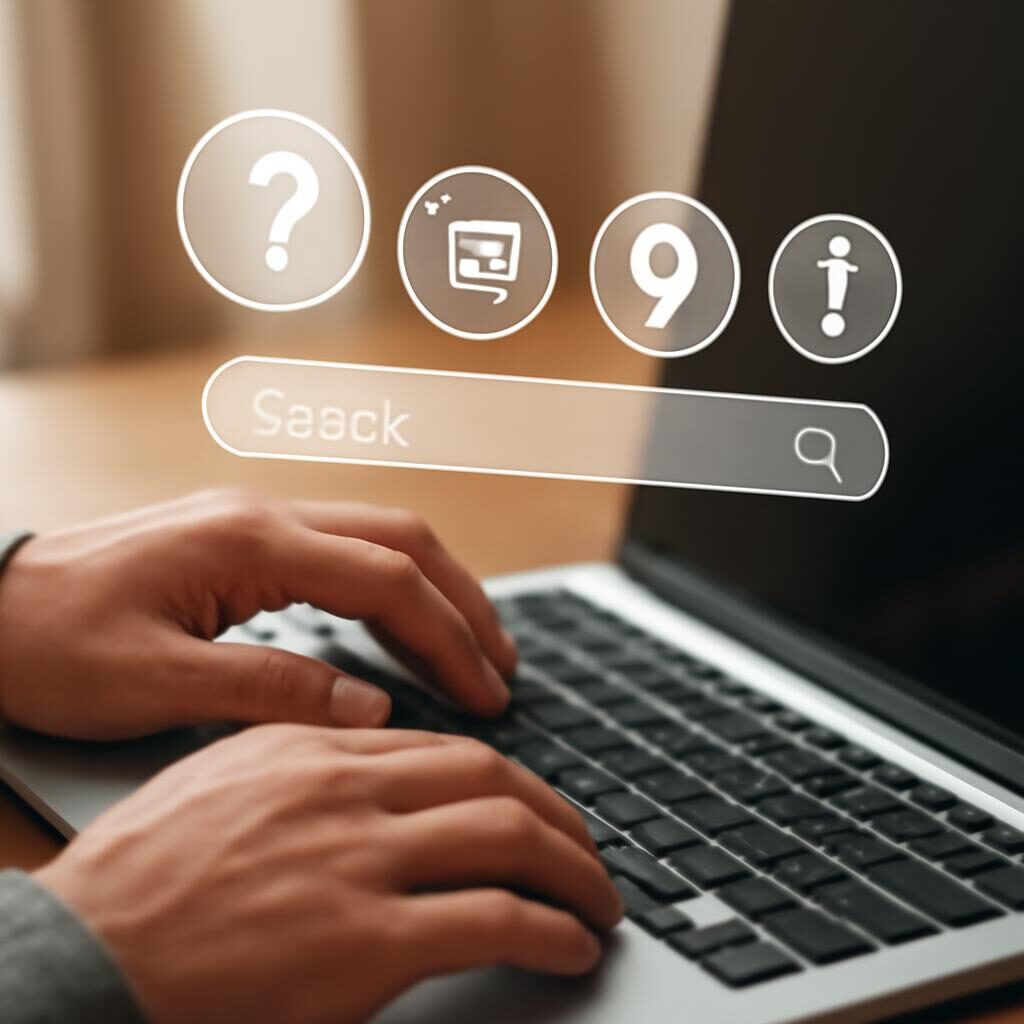 Intention de recherche utilisateur sur laptop avec icônes intent