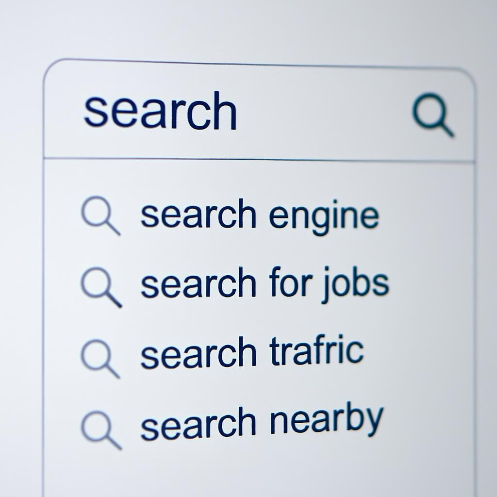 Barre de recherche avec autocomplétion révélant les intentions