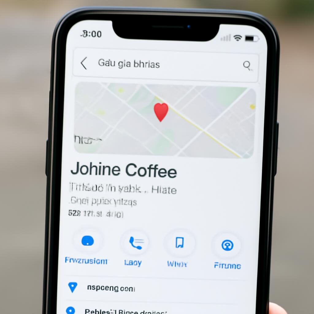 Smartphone Google Maps fiche entreprise locale